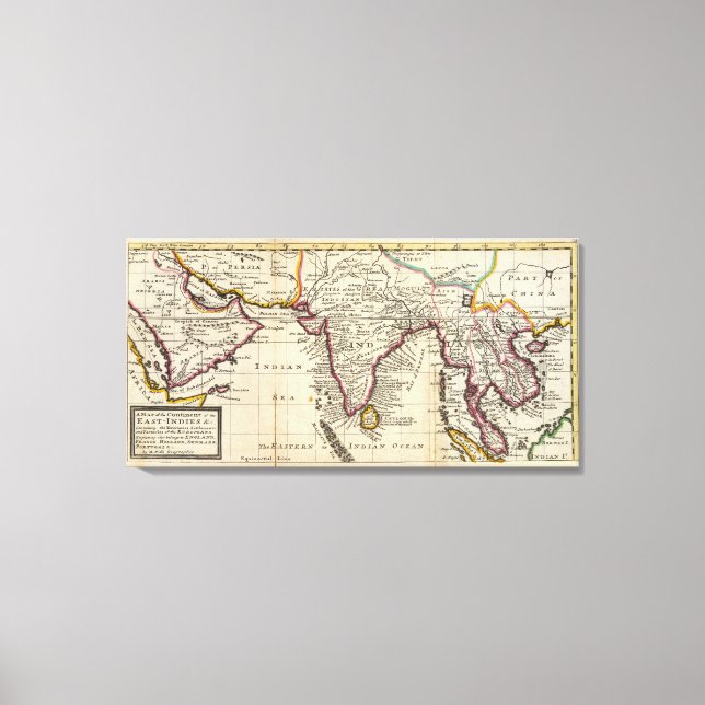 Lienzo Mapa del continente de las Indias Orientales (Anverso)