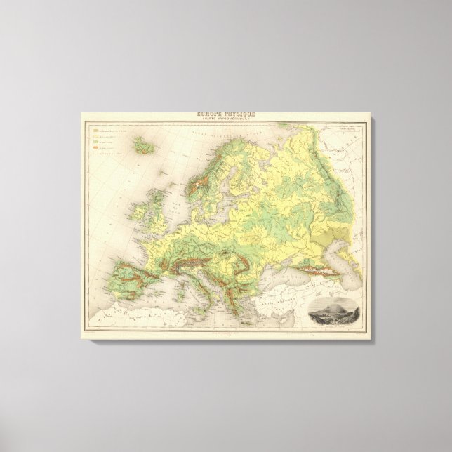 Lienzo Mapa del contorno de Europa (Anverso)