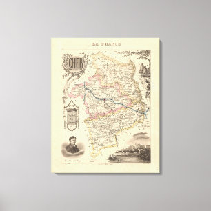 Lienzo Mapa del Departamento de Cher de 1858, Poster de F