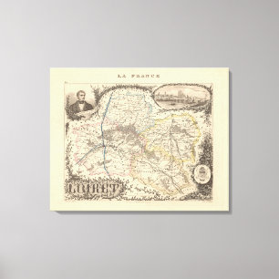 Lienzo Mapa del departamento de Loiret, Poster de Francia