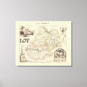 Lienzo Mapa del departamento de Lote de 1858, Poster de F