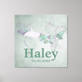 Lienzo Mapa del diseño del avión rosa de época