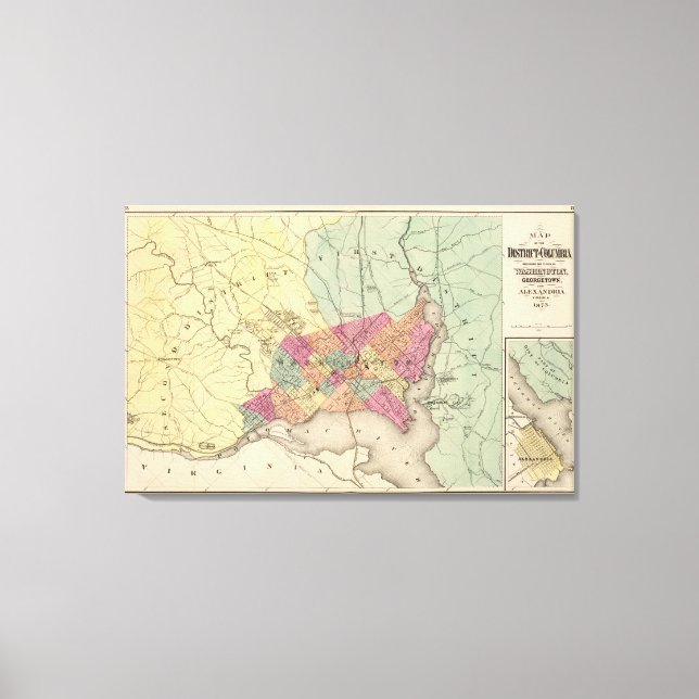 Lienzo Mapa del Distrito de Columbia, Washington (Anverso)