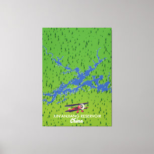 Lienzo Mapa del embalse de Xin'anjiang en China
