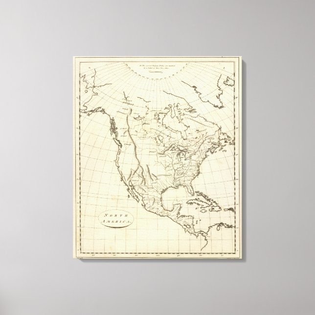 Lienzo Mapa del esquema de América del Norte (Anverso)