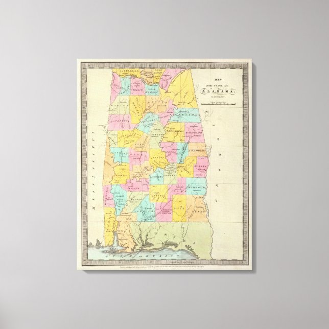 Lienzo Mapa del estado de Alabama (Anverso)