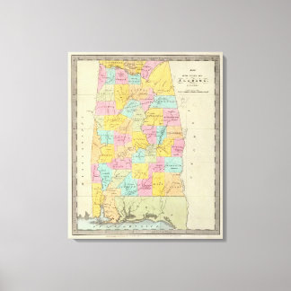 Lienzo Mapa del estado de Alabama