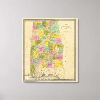 Lienzo Mapa del estado de Alabama