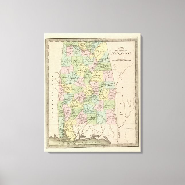 Lienzo Mapa del estado de Alabama 2 (Anverso)