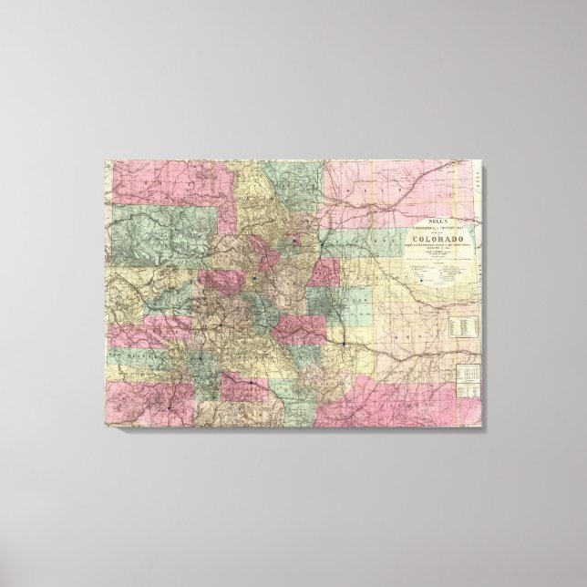 Lienzo Mapa del estado de Colorado (Anverso)