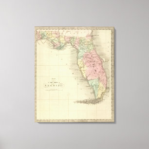 Lienzo Mapa del estado de la Florida
