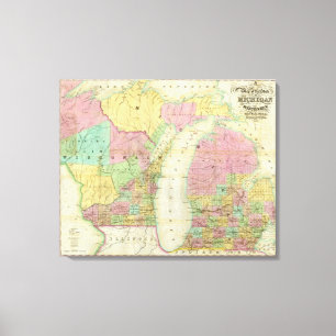 Lienzo Mapa del estado de Michigan
