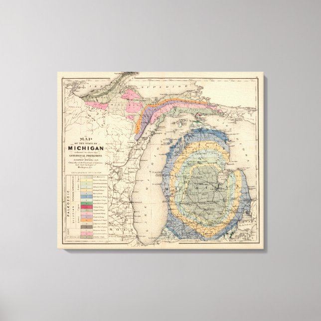Lienzo Mapa del estado de Michigan (Anverso)