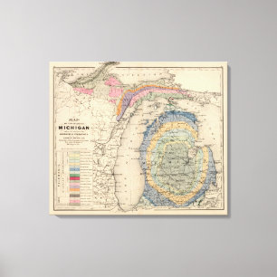 Lienzo Mapa del estado de Michigan