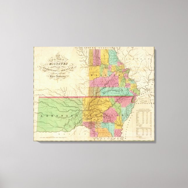 Lienzo Mapa del estado de Misuri (Anverso)