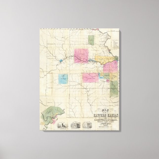 Lienzo Mapa del este de Kansas (Anverso)