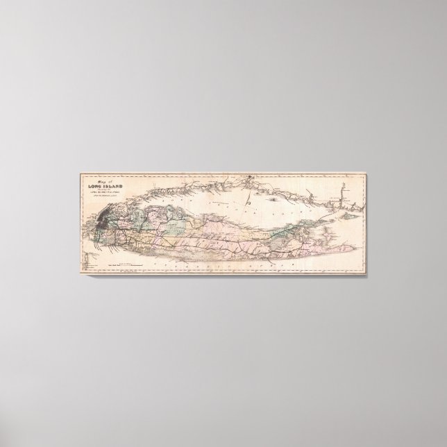 Lienzo Mapa del ferrocarril de Long Island NY (1882) (Anverso)