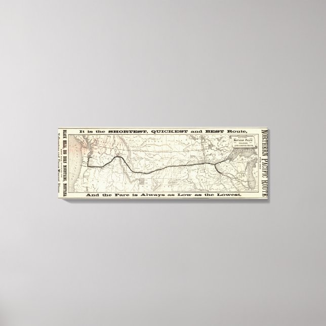 Lienzo Mapa del ferrocarril del Pacífico septentrional (Anverso)