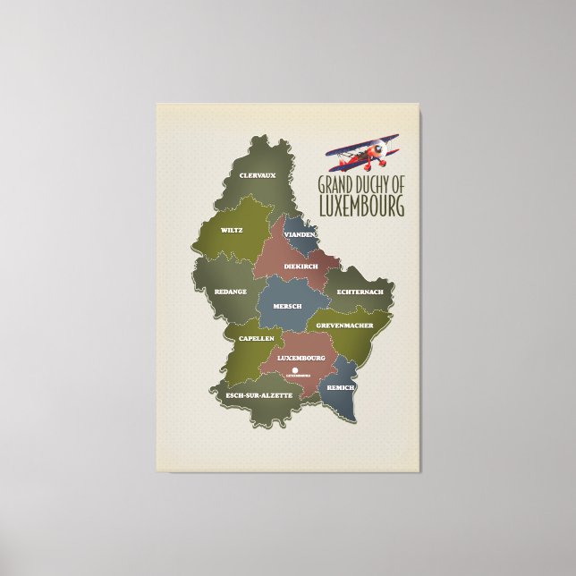 Lienzo Mapa del Gran Ducado de Luxemburgo (Anverso)