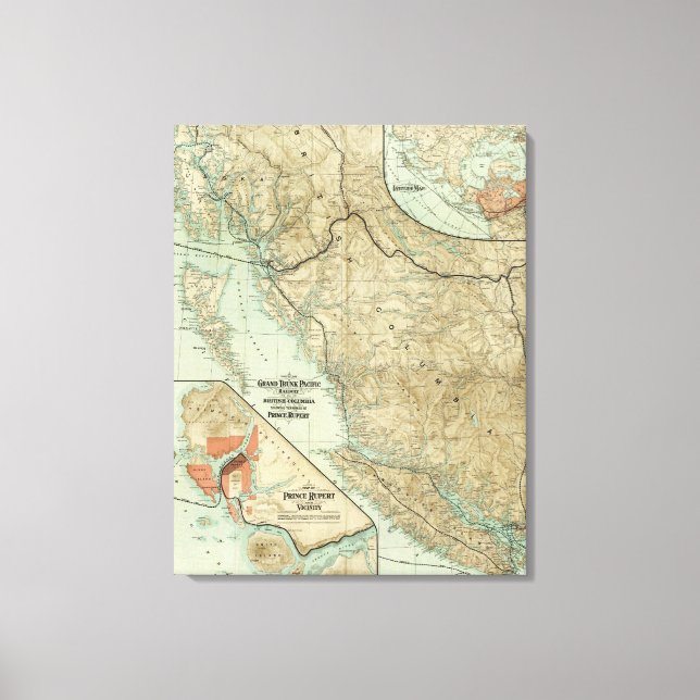 Lienzo Mapa Del Gran Ferrocarril Del Pacífico (Anverso)