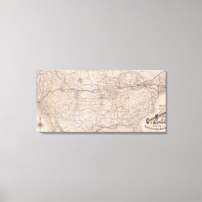 Lienzo Mapa del Gran Ferrocarril Occidental de Canadá (Anverso)