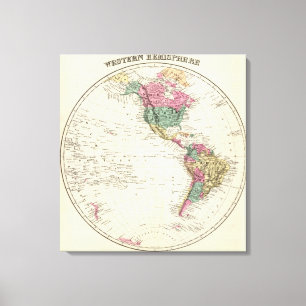 Lienzo Mapa del hemisferio occidental