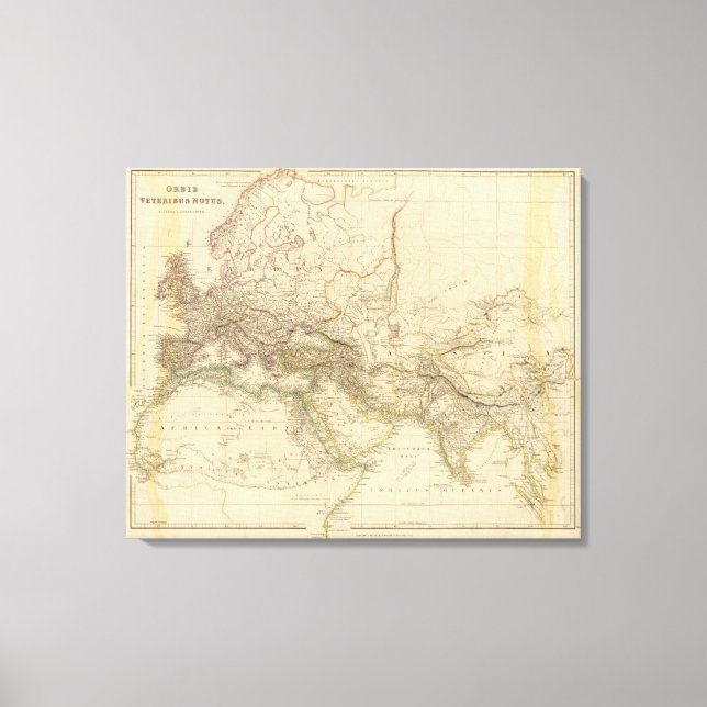 Lienzo Mapa del hemisferio oriental mundial (Anverso)