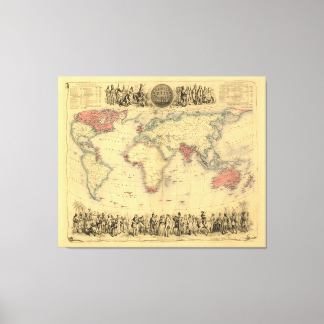 Lienzo Mapa del Imperio Británico en todo el mundo de los (Anverso)