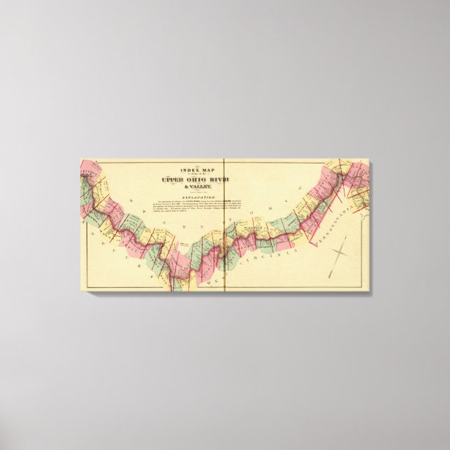 Lienzo Mapa del índice del Atlas del Alto Río Ohio (Anverso)