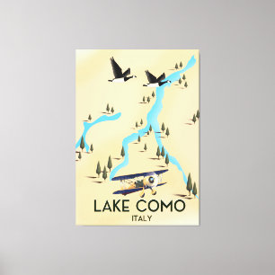 Lienzo Mapa del lago de Como Italia Póster de viaje