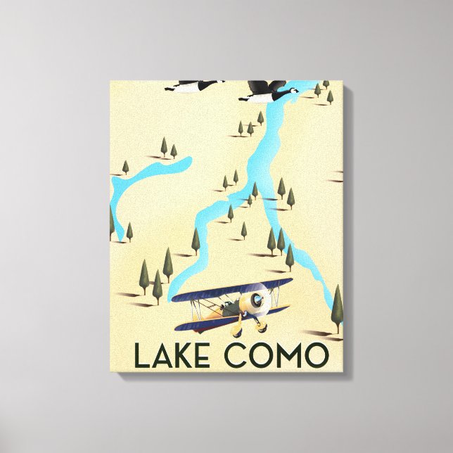 Lienzo Mapa del lago de Como Italia Póster de viaje (Anverso)