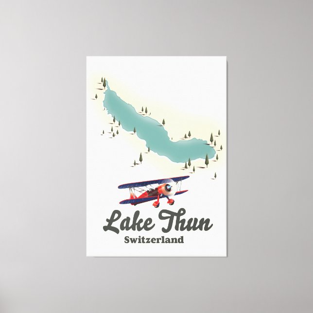 Lienzo Mapa del lago de Thun Suiza (Anverso)