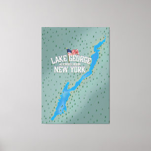 Lienzo Mapa del lago George New York