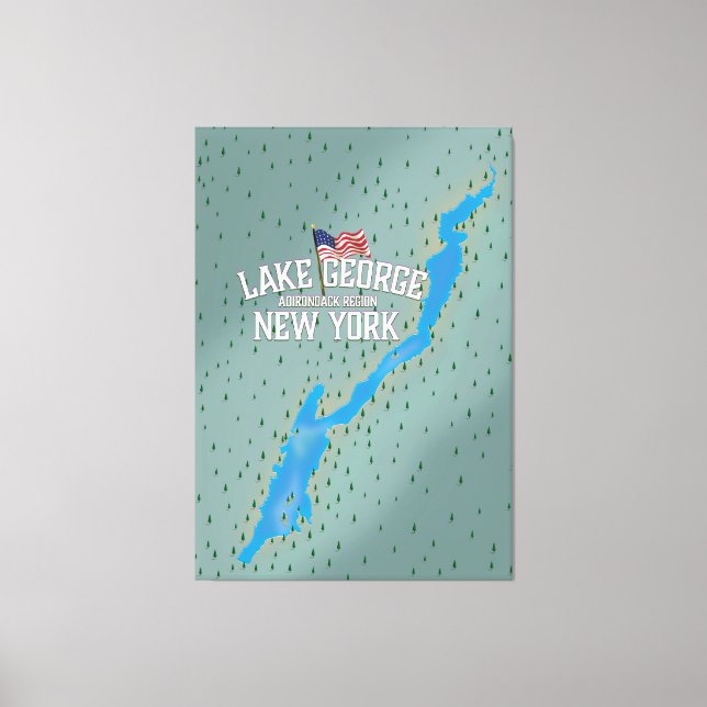 Lienzo Mapa del lago George Nueva York (Anverso)