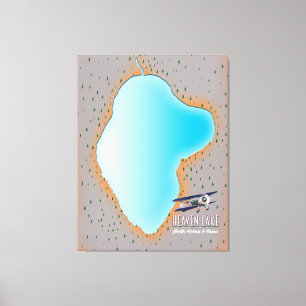 Lienzo Mapa del lago Heaven Corea del Norte y China