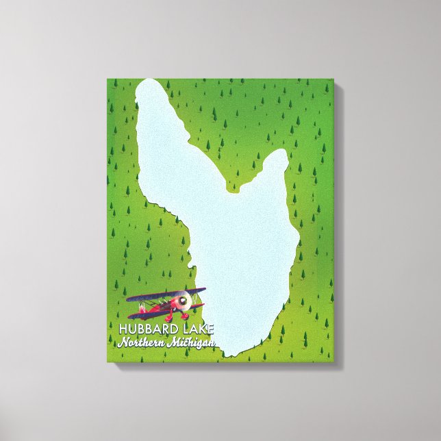 Lienzo Mapa del lago Hubbard en el norte de Michigan (Anverso)