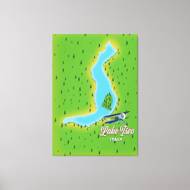 Lienzo Mapa del lago Iseo en Italia (Anverso)