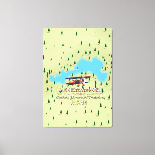 Lienzo Mapa del lago Kawaguchi Fujikawaguchiko y Minobu J