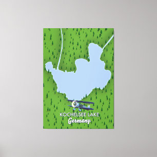 Lienzo Mapa del lago Kochelsee, Alemania