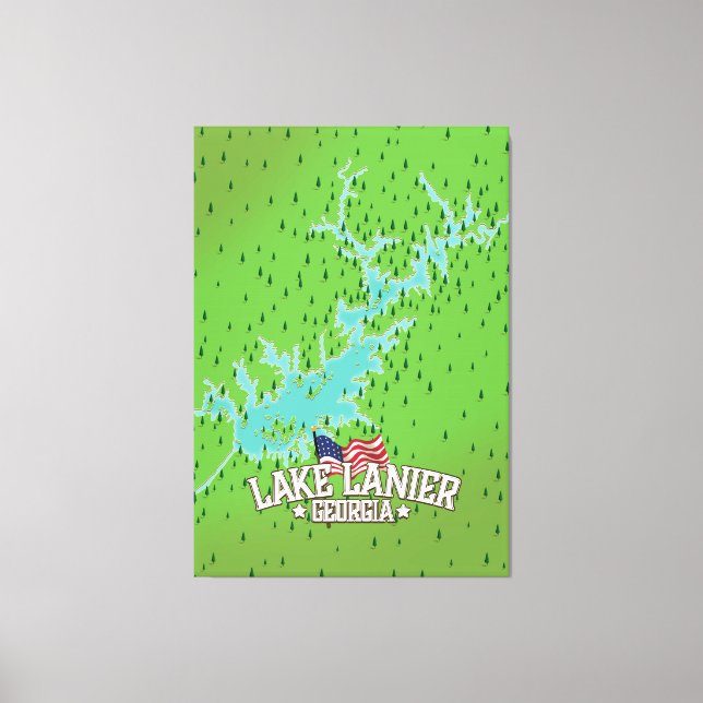 Lienzo Mapa del lago Lanier Georgia (Anverso)