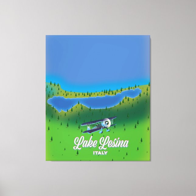 Lienzo Mapa del lago Lesina Italia (Anverso)
