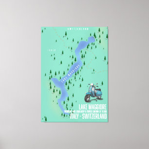 Lienzo Mapa del lago Maggiore Italia - Suiza