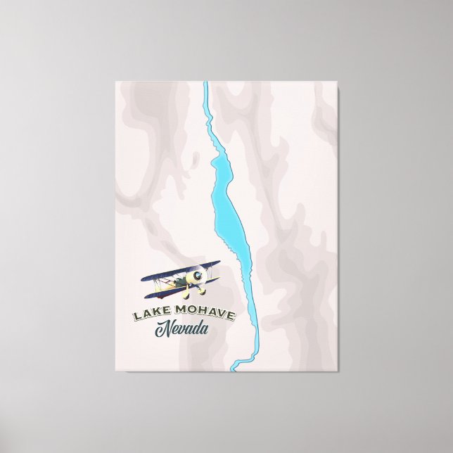 Lienzo Mapa del lago Mohave Nevada (Anverso)