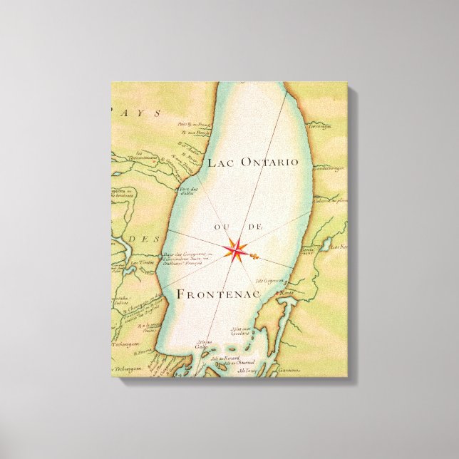 Lienzo Mapa del lago Ontario (Anverso)