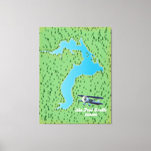 Lienzo Mapa del lago Pend Oreille Idaho