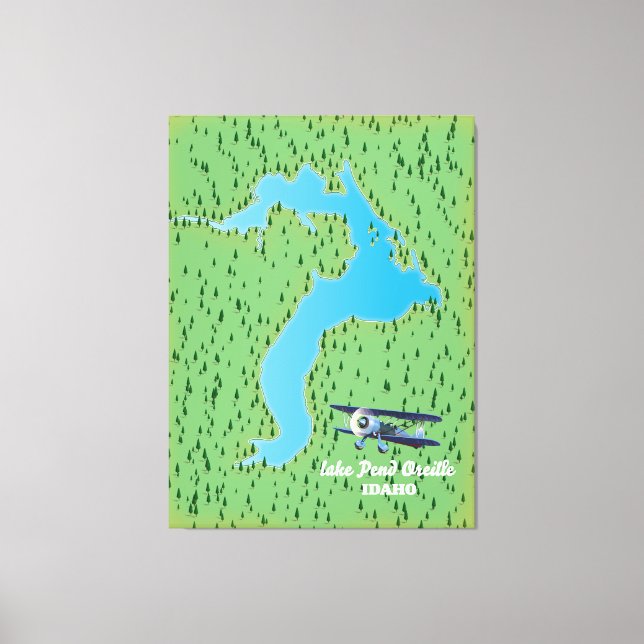 Lienzo Mapa del lago Pend Oreille Idaho (Anverso)