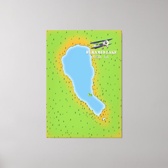 Lienzo mapa del lago Pyramid Nevada EE. UU. (Anverso)