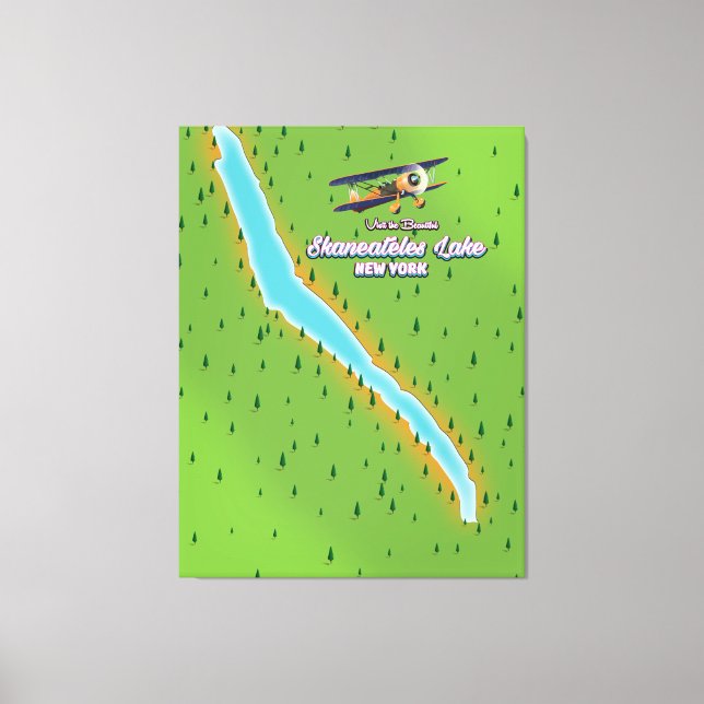 Lienzo mapa del lago Skaneateles de Nueva York (Anverso)