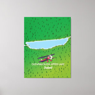 Lienzo Mapa del lago superior de Glendalough Irlanda
