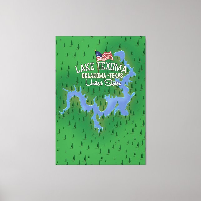 Lienzo Mapa del lago Texoma USA. (Anverso)